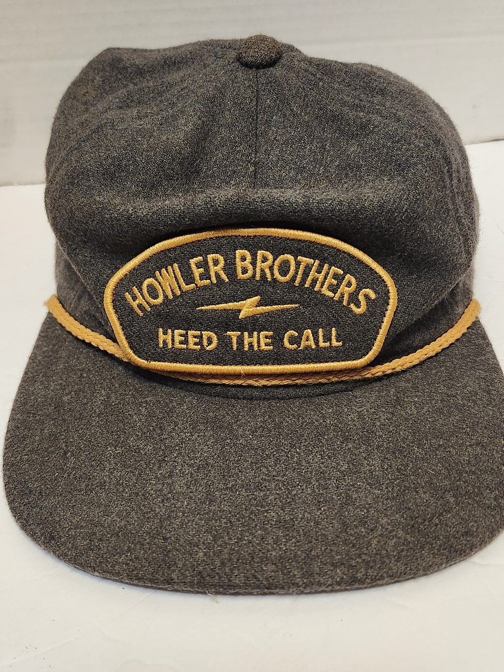 Howler Brothers Gray Cap with Gold Patch and Rope Trim